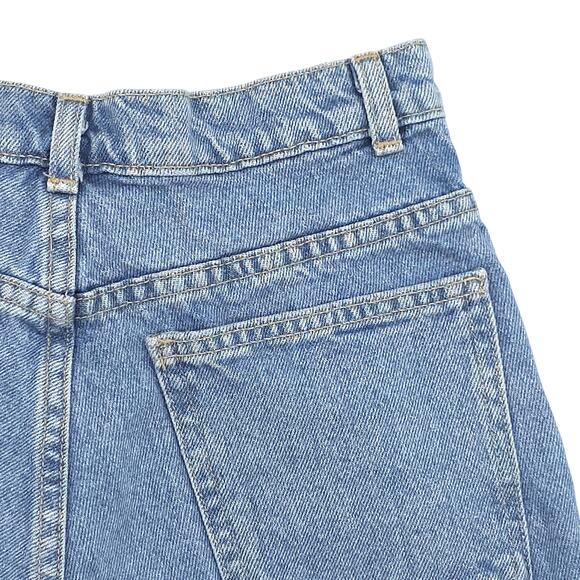 American Apparel Denim Shorts Womens 27 High Rise Cuffed Jorts USA Made Blued - Picture 11 of 13